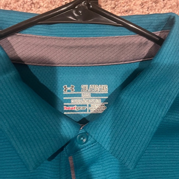 Men's Teal Under Armour Polo - Picture 2 of 4